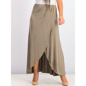 Free People Smoke & Mirrors Olive Faux Wrap Maxi Skirt Size Small
